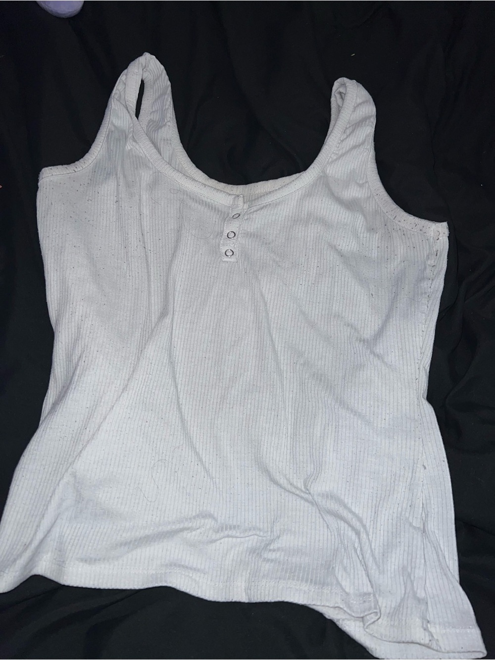 Rue21 White Ribbed Tank with Three-Button Scoop